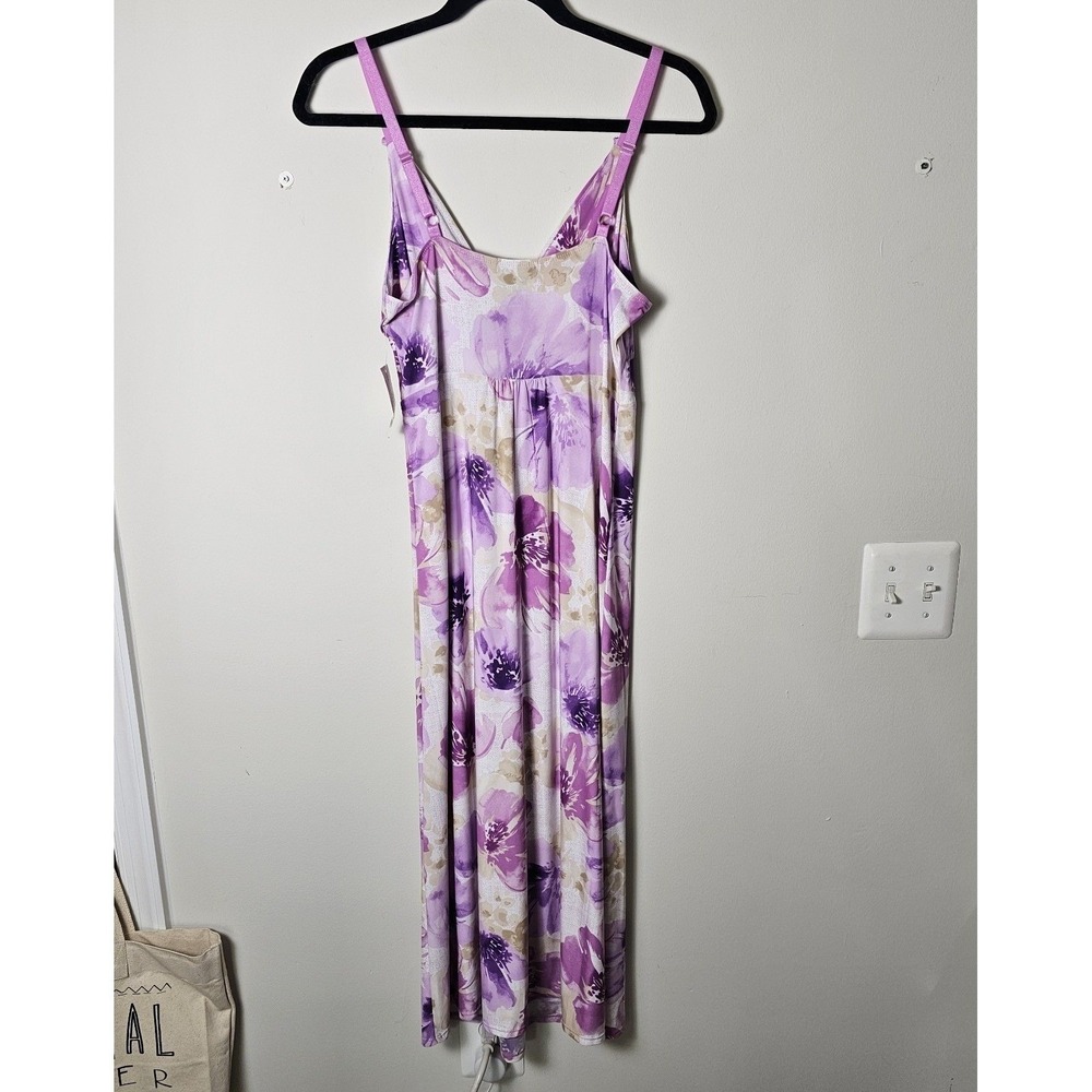 Vintage M Purple Floral Maxi Slip Dress Y2K Fairy Empire Waist Chemise Boho NWT - Picture 3 of 9